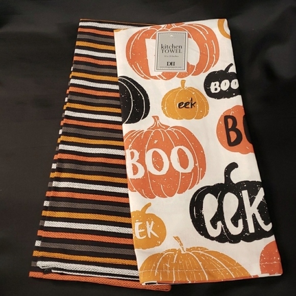 Design Imports NWT Set/2 100% Cotton Halloween Dish Towels - Picture 1 of 5